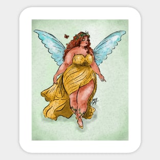 Pretty chubby spring fairy (with background) Sticker